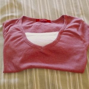 Cotton pink white large long sleeve